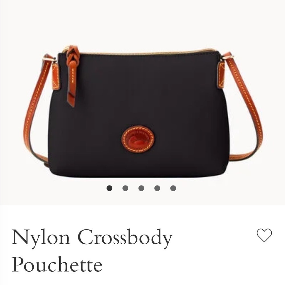 Dooney & Bourke black Nylon Crossbody Pouchette adjustable strap zip closure